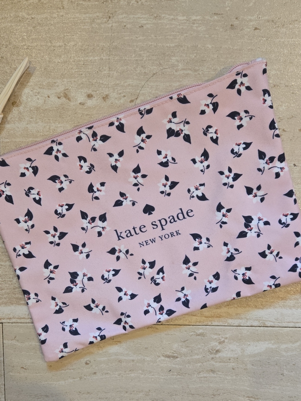 Kate Spade New York Light Pink Floral Zipper Pouch